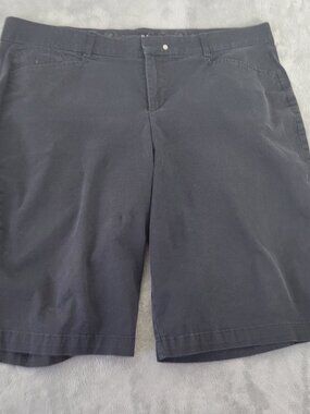 JM Collection Women's Shorts 18W Black Denim Bermuda Elastic Waist SHO9E